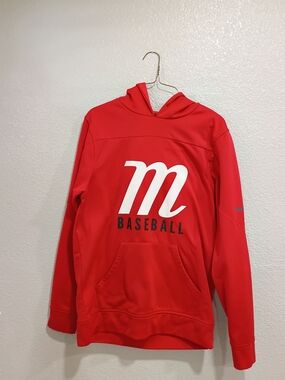 Marucci Red Baseball Hoodie with White 'M' Logo Size